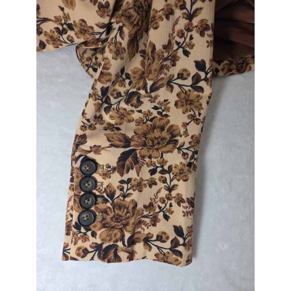 Free People Cali Floral Print Boxy Single Breasted Blazer Sand Sable Size L $168 - Picture 9 of 16